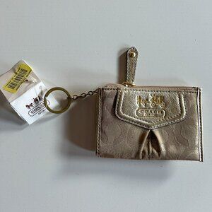 Vintage Y2K NWT Madison Gold Khaki OP Art Mini Skinny Keychain Wallet Card Holde